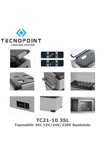 Tecnopoint Tc21-10 12-24-220 V 35 lt Çakmaklıklı Kompresörlü Araç Buzdolabı