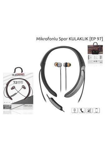 Subzero EP97 Android iOS Uyumlu Su Geçirmez Tek Mikrofonlu Bluetooth 5.0 Silikonsuz Kablosuz Boyun Askılı Bluetooth Kulaklık Gri-Siyah