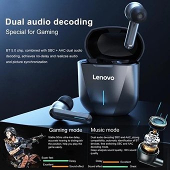 Lenovo XG01 TWS Su Geçirmez Tek Mikrofonlu Bluetooth 5.0 Silikonsuz Gürültü Önleyici Kablosuz Kulak İçi Bluetooth Kulaklık Beyaz