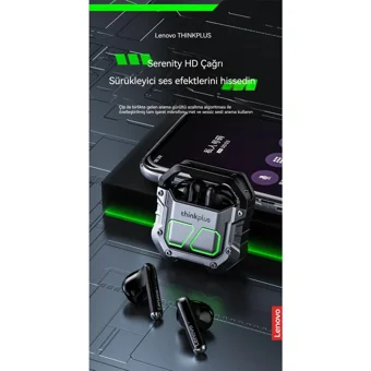 Lenovo XT81 TWS Tek Mikrofonlu Bluetooth 5.1 Işıklı Silikonsuz Gürültü Önleyici Oyuncu Kablosuz Kulak İçi Bluetooth Kulaklık Mavi