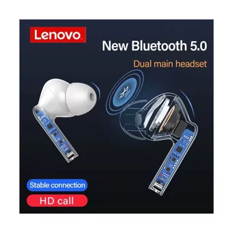 Lenovo XT90 TWS Su Geçirmez Çift Mikrofonlu Bluetooth 5.0 Silikonsuz Gürültü Önleyici Kablosuz Kulak İçi Bluetooth Kulaklık Beyaz