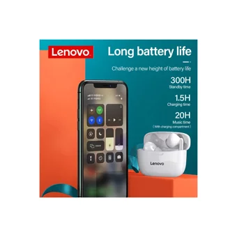 Lenovo XT90 TWS Su Geçirmez Çift Mikrofonlu Bluetooth 5.0 Silikonsuz Gürültü Önleyici Kablosuz Kulak İçi Bluetooth Kulaklık Beyaz