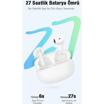 Baseus 33319 TWS Su Geçirmez Tek Mikrofonlu Bluetooth 5.2 Silikonsuz Gürültü Önleyici Kablosuz Kulak İçi Bluetooth Kulaklık Beyaz