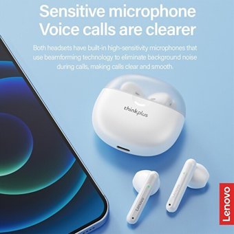 Lenovo ThinkPlus LP1 Pro TWS Çift Mikrofonlu Bluetooth 5.1 Silikonsuz Kablosuz Kulak İçi Bluetooth Kulaklık Beyaz
