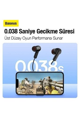 Baseus 42DB Su Geçirmez Tek Mikrofonlu Bluetooth 5.2 Silikonlu Gürültü Önleyici Kablosuz Boyun Askılı Bluetooth Kulaklık Siyah