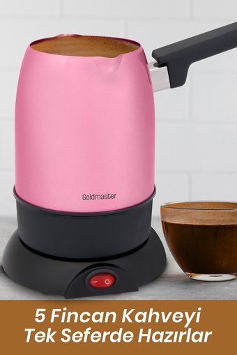 Goldmaster Köpük 850 W 5 Fincan Kapasiteli Çelik Elektrikli Cezve Pembe