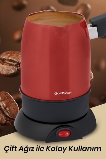 Goldstar ST-7300VK Vişne 850 W 5 Fincan Kapasiteli Çelik Elektrikli Cezve Kırmızı