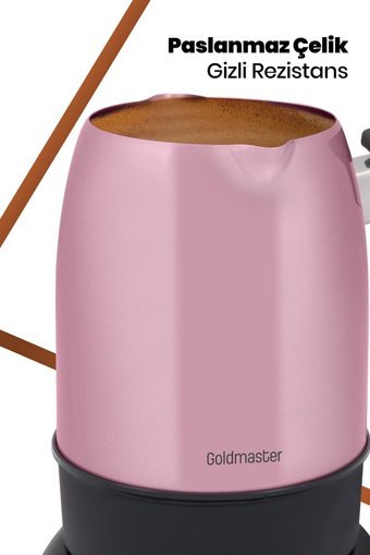 Goldmaster Köpük Sedef 850 W 5 Fincan Kapasiteli Çelik Elektrikli Cezve Pembe