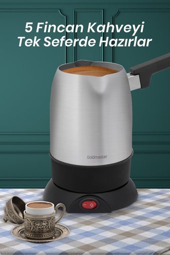 Goldmaster Kahvezade 850 W 5 Fincan Kapasiteli Çelik Elektrikli Cezve Gri