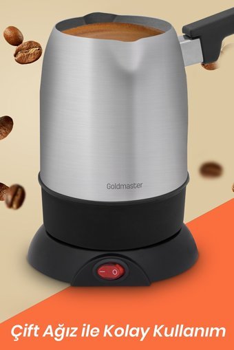 Goldmaster Kahvezade 850 W 5 Fincan Kapasiteli Çelik Elektrikli Cezve Gri