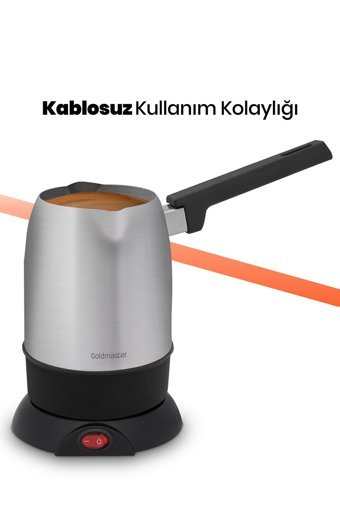 Goldmaster Kahvezade 850 W 5 Fincan Kapasiteli Çelik Elektrikli Cezve Gri