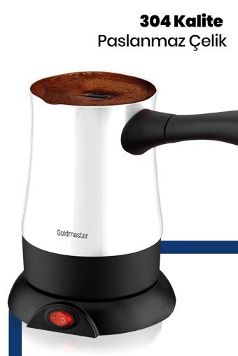 Goldmaster Keyf-i Sefa 850 W 5 Fincan Kapasiteli Çelik Elektrikli Cezve Beyaz