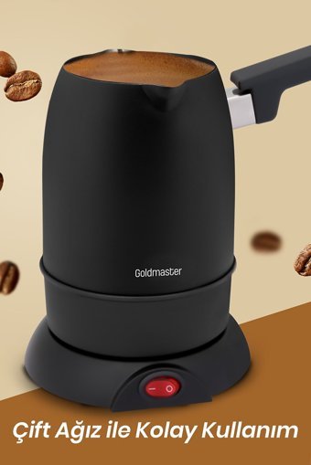 Goldmaster Köpük 850 W 5 Fincan Kapasiteli Çelik Elektrikli Cezve Siyah