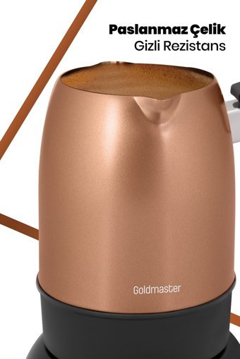 Goldmaster Köpük 850 W 5 Fincan Kapasiteli Çelik Elektrikli Cezve Gold