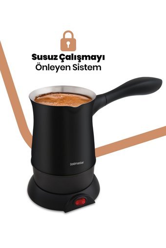 Goldmaster 850 W 5 Fincan Kapasiteli Çelik Elektrikli Cezve Siyah