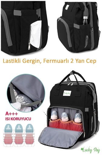 Love Home Su Geçirmez Bölmeli Bebek Sırt Çantası Siyah