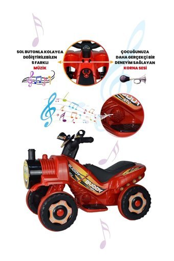 Uj Toys Buddy 6 V Üstü Açık Tek Kişilik Akülü ATV Kırmızı