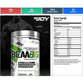 Bigjoy Sports Yeşil Elma Aromalı Kompleks Glutamin BCAA 589 gr Toz