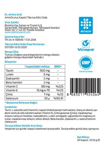Dr. Amino Acid Aromasız Aminoasit 30 Kapsül