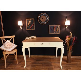 Wooding Mobilya Naturel Çekmeceli Masif Çalışma Masası Krem - Naturel 100 cm