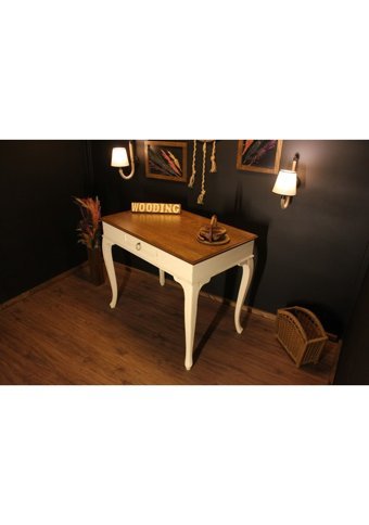 Wooding Mobilya Çekmeceli Masif Çalışma Masası Ceviz - Krem 120 cm