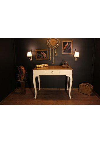 Wooding Mobilya Çekmeceli Masif Çalışma Masası Ceviz - Krem 120 cm