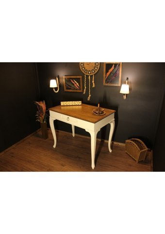 Wooding Mobilya Çekmeceli Masif Çalışma Masası Ceviz - Krem 120 cm