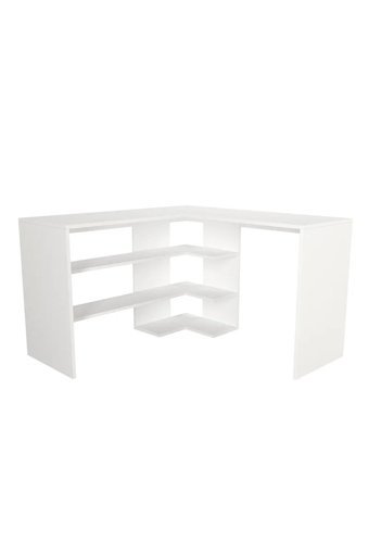 Aden Home Kitaplıklı MDF L Çalışma Masası Beyaz 120x120 cm