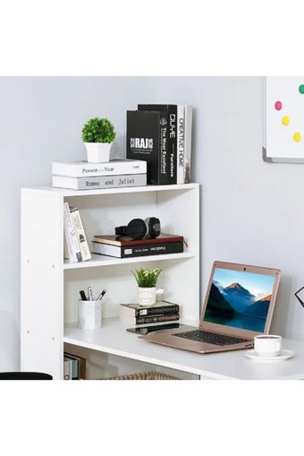 Aden Home Flora Kitaplıklı MDF Çalışma Masası Beyaz