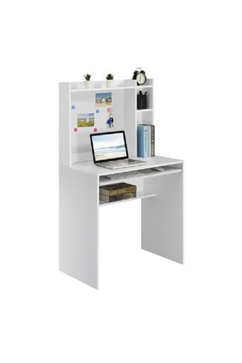 Aden Home Kitaplıklı MDF Çalışma Masası Beyaz