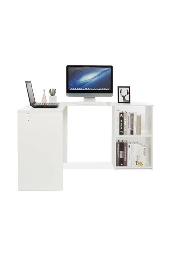 Aden Home Kitaplıklı MDF L Çalışma Masası Beyaz