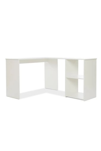 Aden Home Kitaplıklı MDF L Çalışma Masası Beyaz