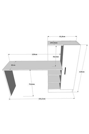 Robin Home Arthur Dolaplı Çekmeceli Kitaplıklı Çam Çalışma Masası Beyaz - Ceviz