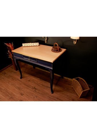 Wooding Mobilya Çekmeceli Masif Çalışma Masası Lacivert - Naturel 120 cm