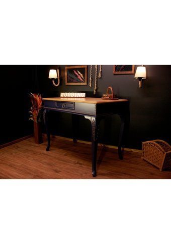 Wooding Mobilya Çekmeceli Masif Çalışma Masası Lacivert - Naturel 120 cm