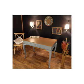 Wooding Mobilya Çekmeceli Masif Çalışma Masası Gri - Naturel 120 cm