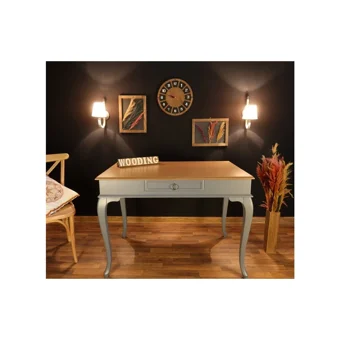 Wooding Mobilya Çekmeceli Masif Çalışma Masası Gri - Naturel 120 cm