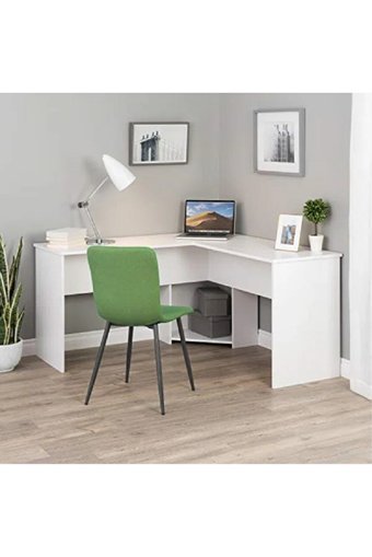 Aden Home Kitaplıklı MDF Çalışma Masası Beyaz 140x140 cm