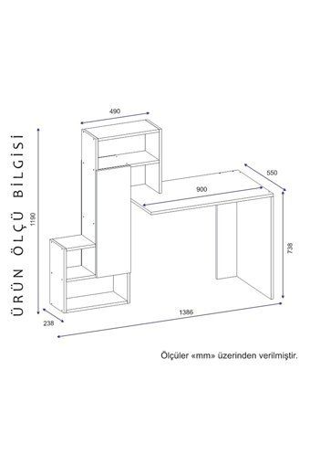 Arnetti Irmak Çalışma Dolaplı Kitaplıklı Suntalam Çalışma Masası Ceviz