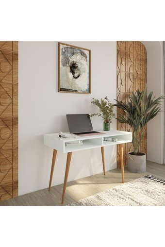 Bimossa S5110 Janus Çekmeceli Kitaplıklı Yonga Levha Çalışma Masası Beyaz