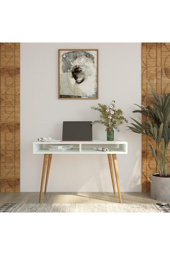 Bimossa S5110 Janus Çekmeceli Kitaplıklı Yonga Levha Çalışma Masası Beyaz