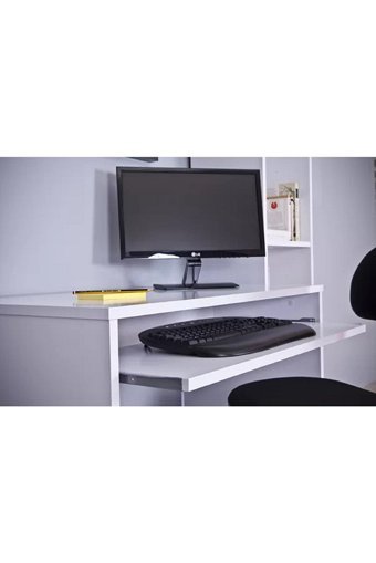 Aden Home Harmonia Çekmeceli Kitaplıklı MDF Çalışma Masası Beyaz