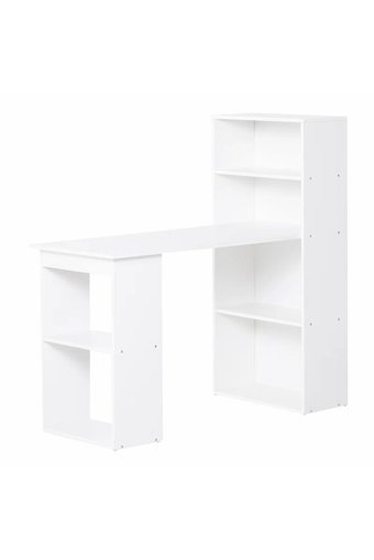 Aden Home Kitaplıklı Çift Raflı MDF Çalışma Masası Beyaz