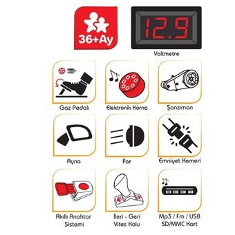 Pilsan Terry Bery 12 V Üstü Açık Tek Kişilik Akülü Araba Beyaz
