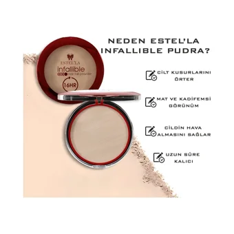 Estella Infallible Tüm Ciltler İçin Yağsız Mat Kompakt Pudra Açık