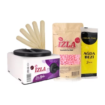 İzla 1+1 Boncuk Ağda Makinesi + Boncuk Ağda + Spatula + Ağda Bezi