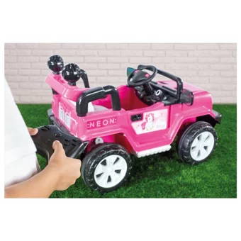 Dolu Unicorn 12 V Üstü Açık Tek Kişilik Akülü Jip Pembe