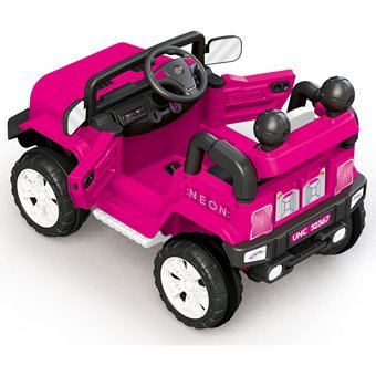 Dolu Unicorn 12 V Üstü Açık Tek Kişilik Akülü Jip Pembe