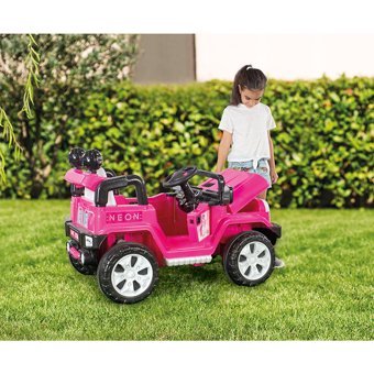 Dolu Unicorn 12 V Üstü Açık Tek Kişilik Akülü Jip Pembe