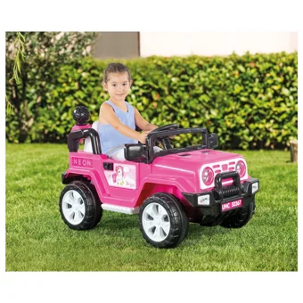 Dolu Unicorn 12 V Üstü Açık Tek Kişilik Akülü Jip Pembe